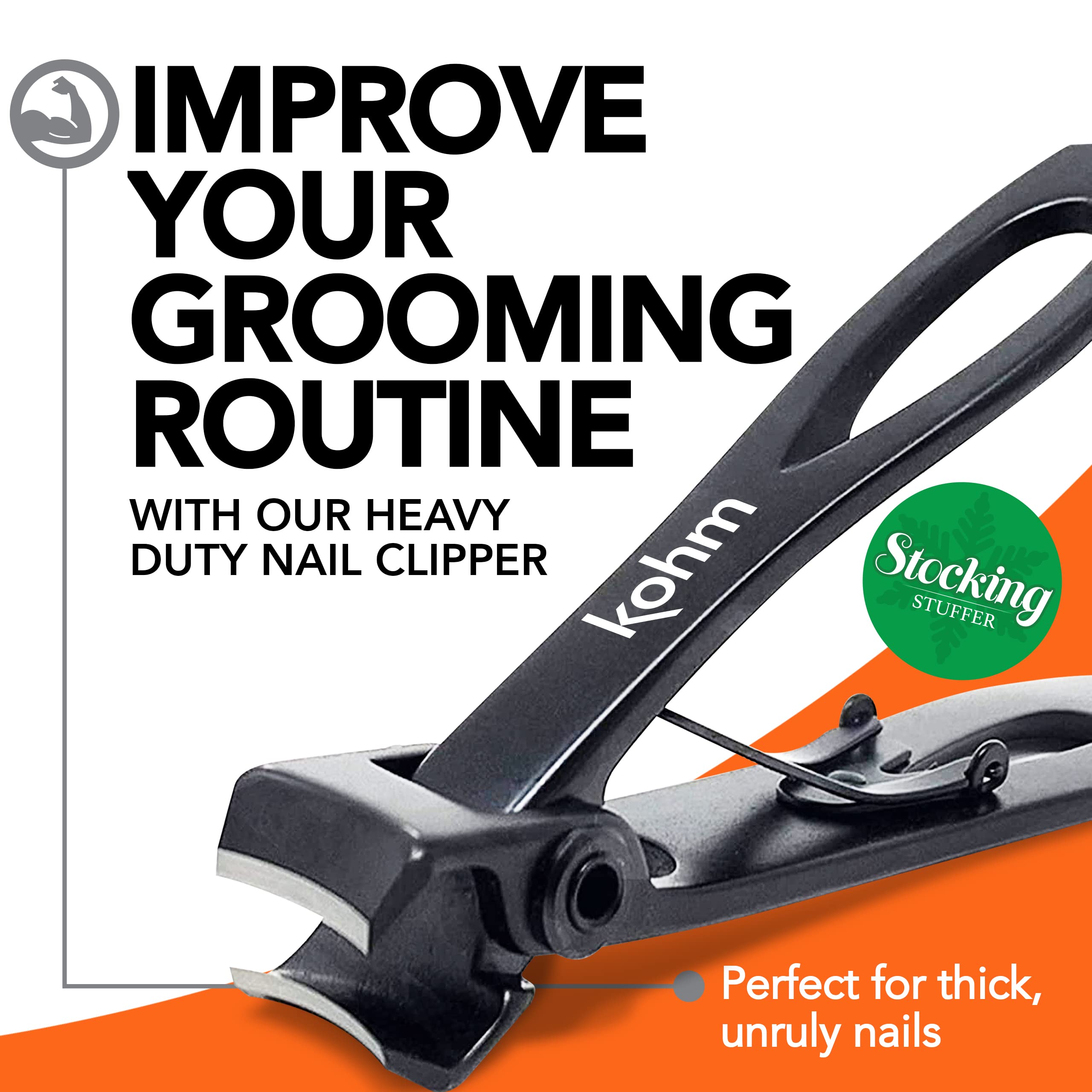 Kohm professional nail clipper showing wide jaw opening