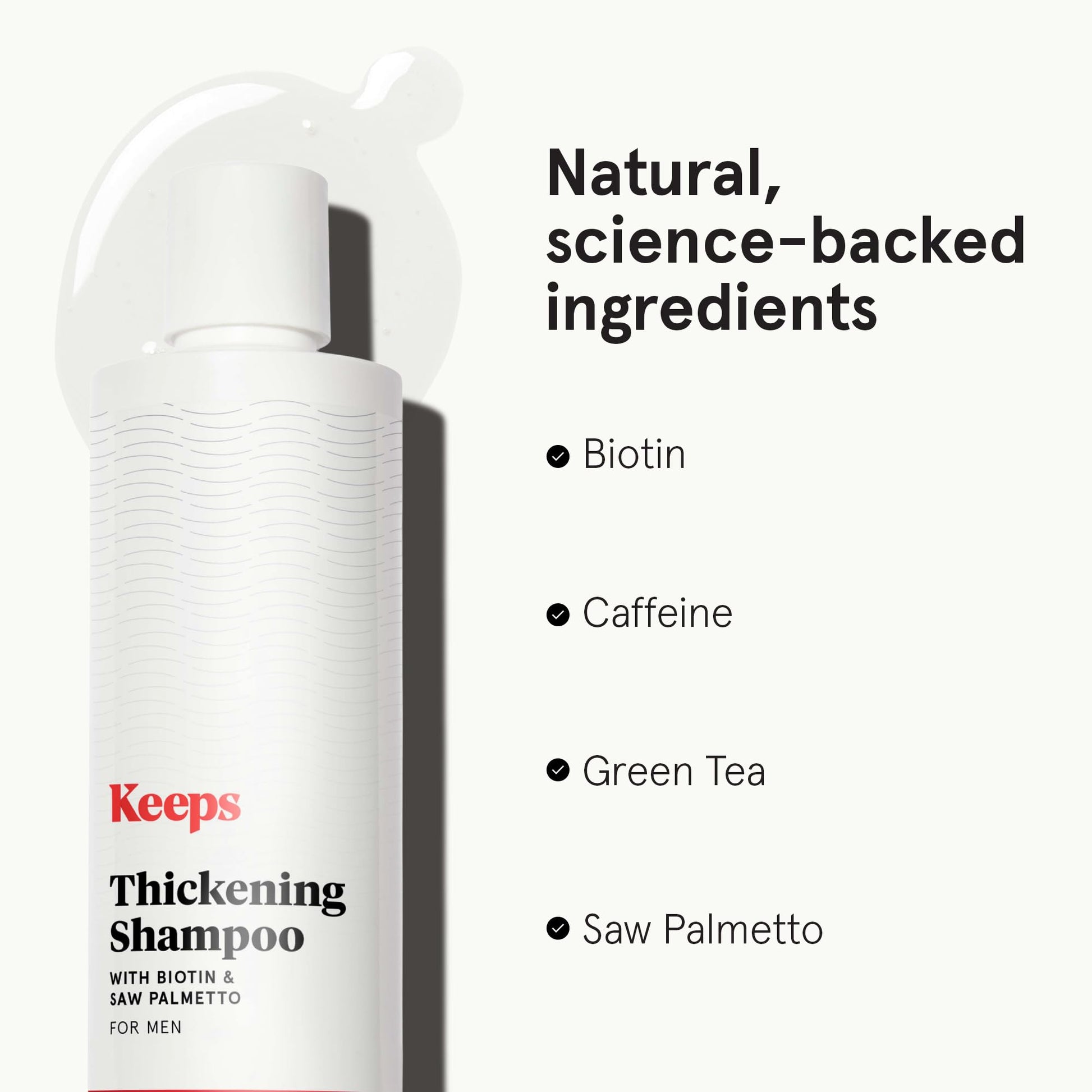 Eight fluid ounce bottle of Keeps peppermint scented men's volumizing shampoo