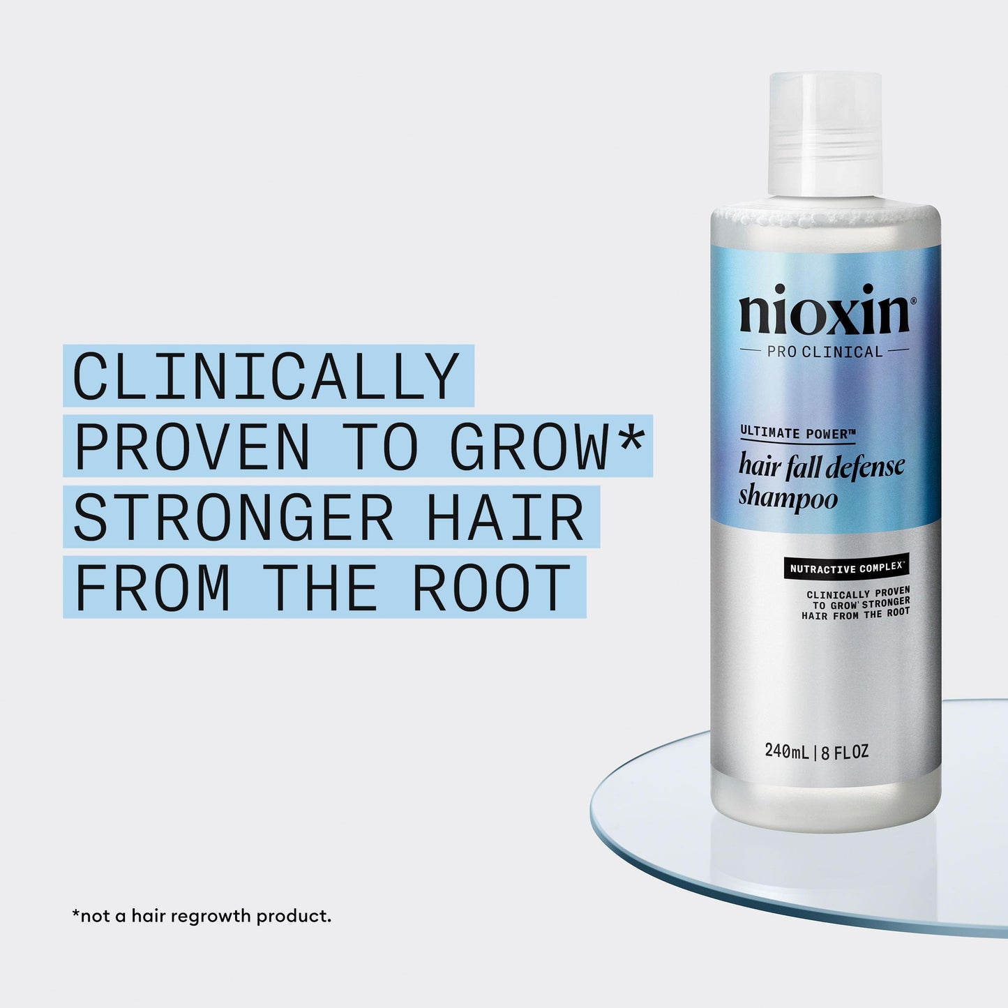 Back label of Nioxin Hair Fall Defense Shampoo 240ml with directions for use