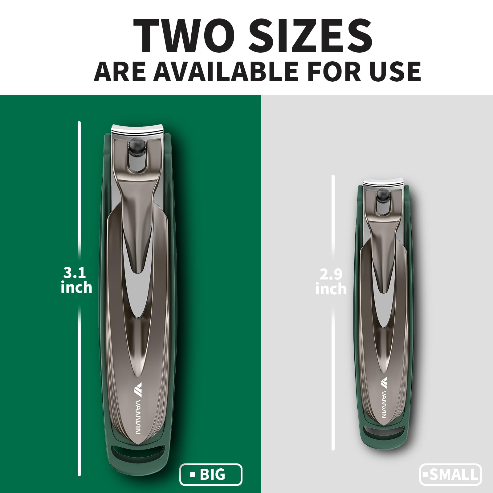Large and small stainless steel nail cutters for men