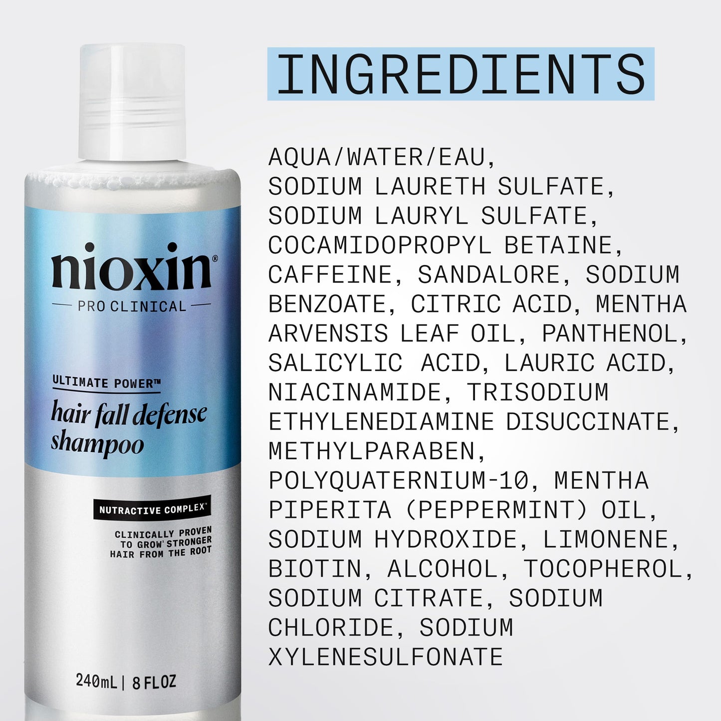 Authentic Nioxin Pro Clinical Hair Fall Defense bottle on a clean background