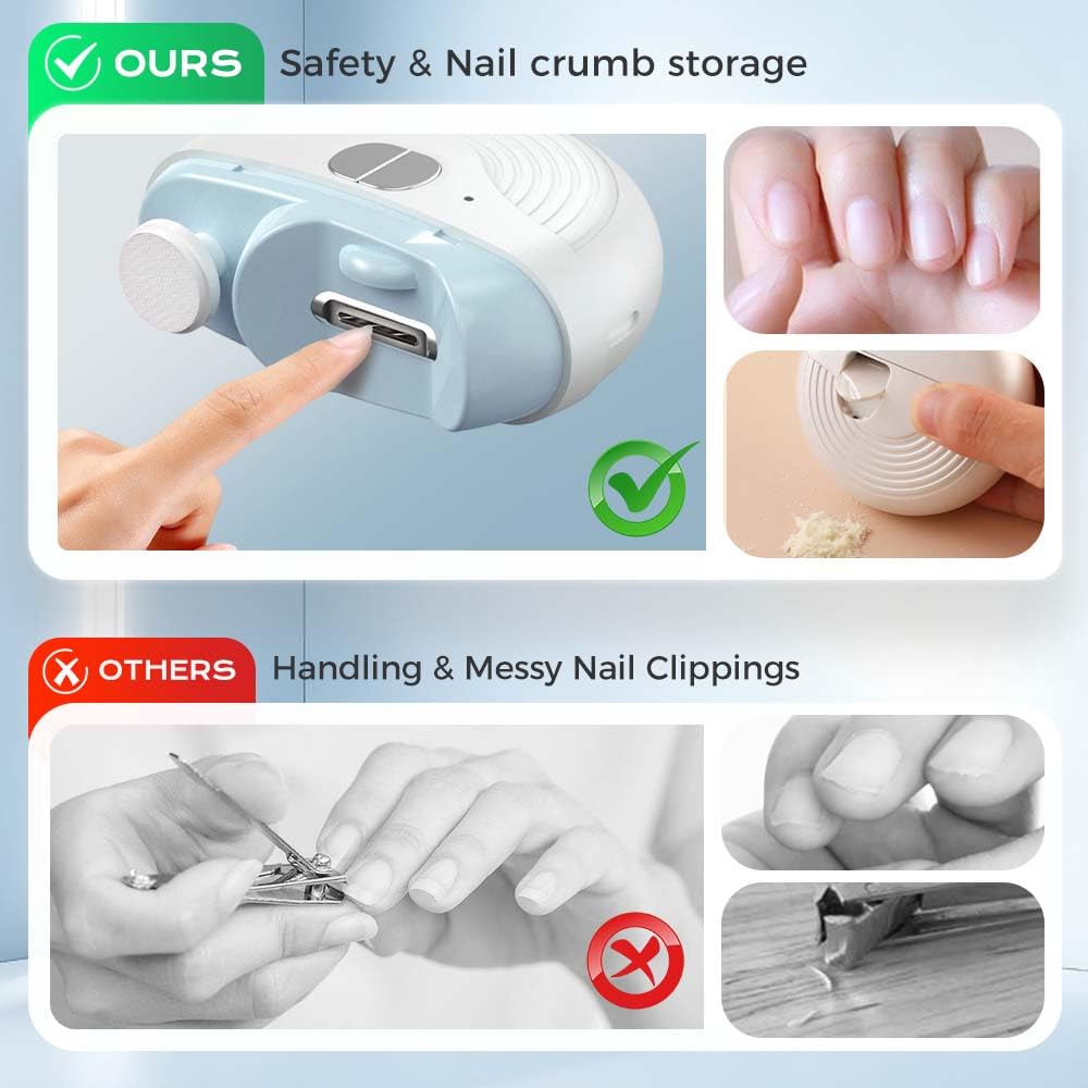 Clorisland electric nail clipper held in hand for scale
