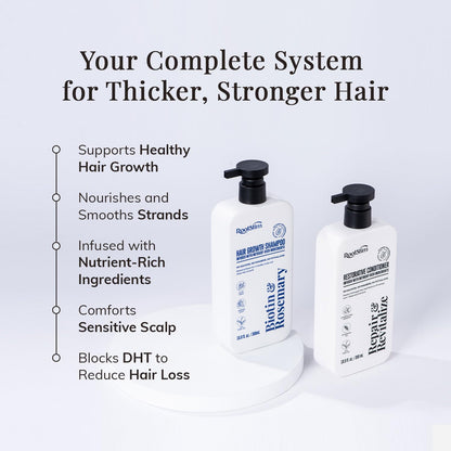 RootStim Rosemary and Biotin anti hair fall shampoo bottle focusing on natural ingredients list.