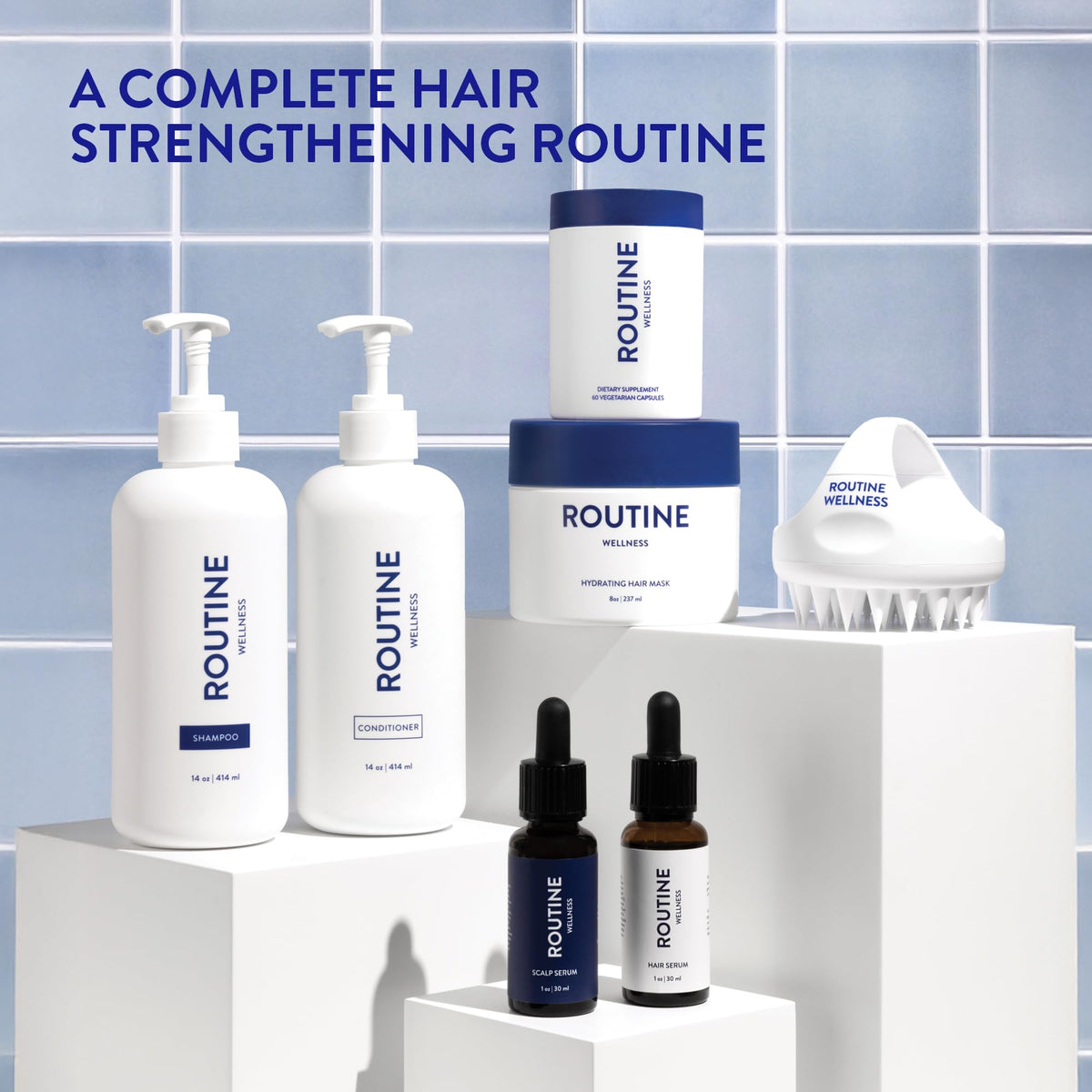 Routine Wellness sulfate-free shampoo lifestyle display