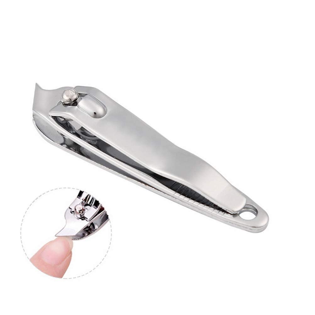 Two piece slanted nail clipper set silver finish