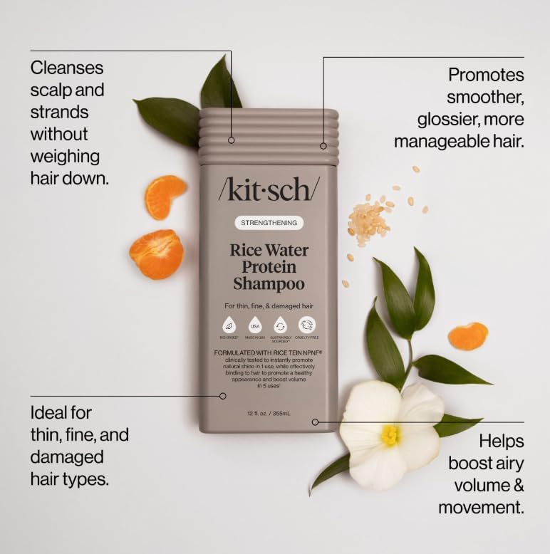 Kitsch liquid rice water shampoo for thinning and fine hair care