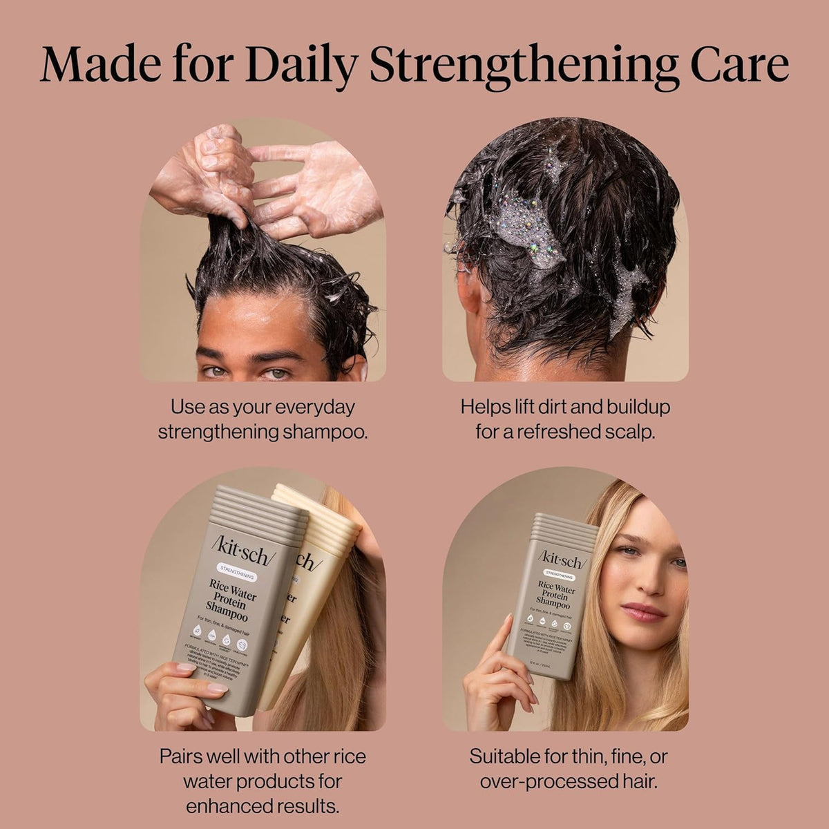Authentic USA sourced Kitsch hair care bottle placed on a clean background