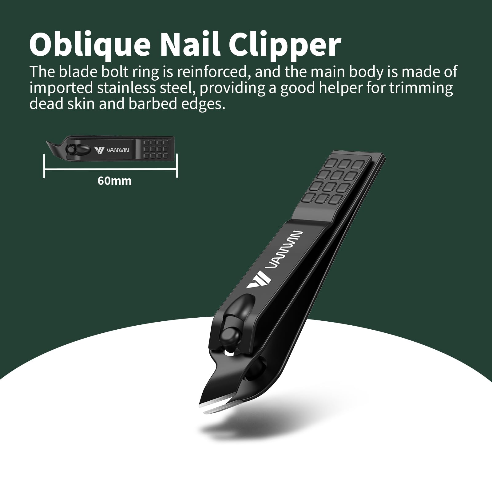 Ergonomic textured handles of Vanwin nail grooming set