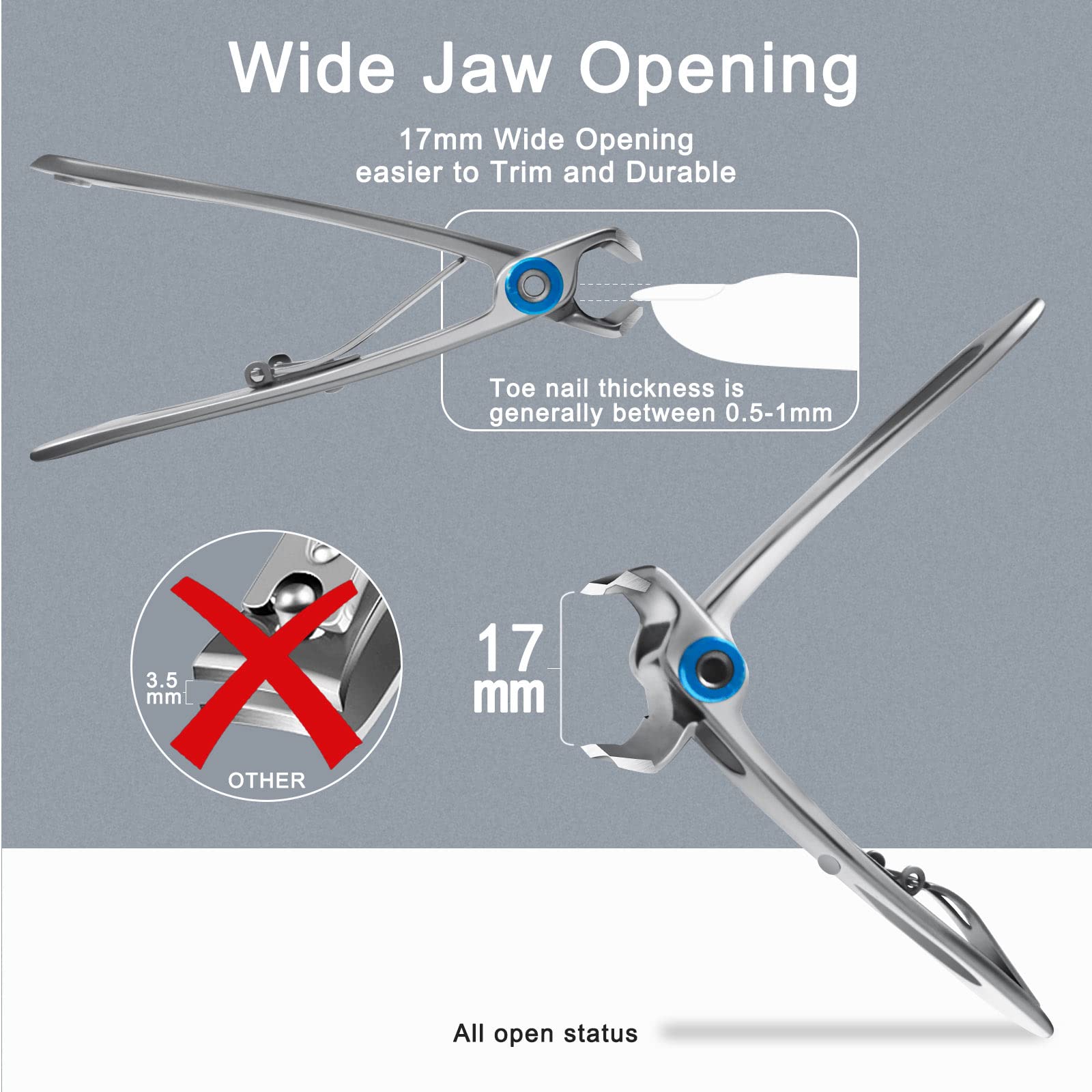 Stainless steel toenail clipper set with nano glass file