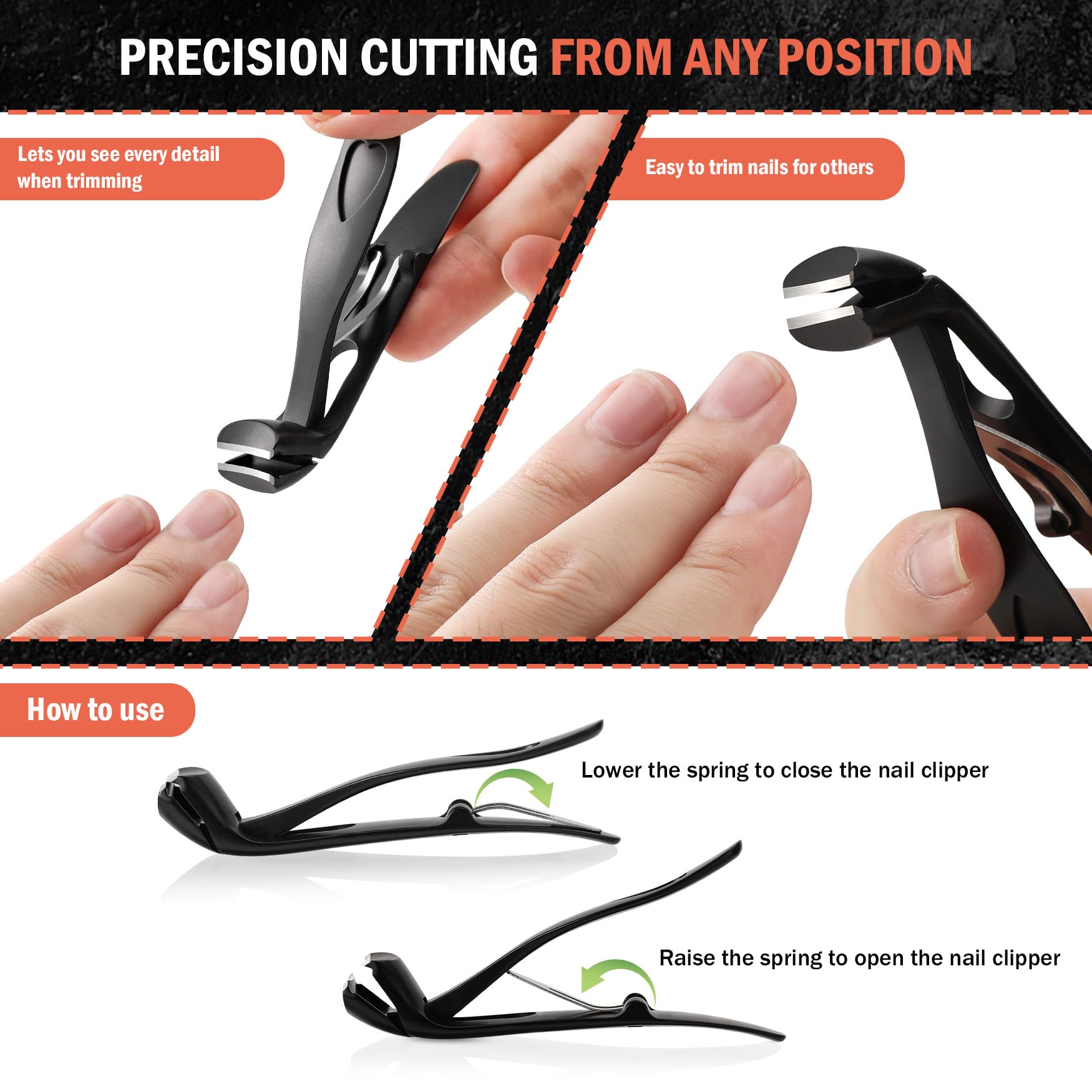 Side profile of Bezox angled nail cutter showing jaw width