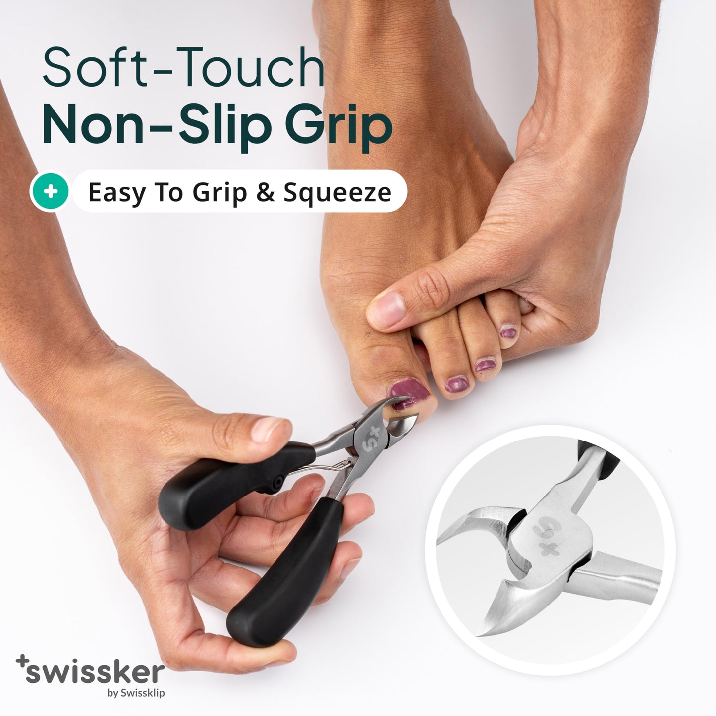 Close up of Swissklip razor sharp nail clipper blades