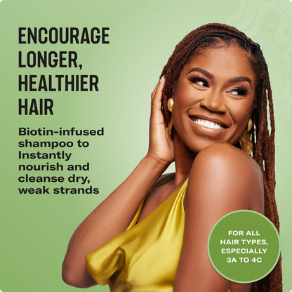 Back label of Mielle Organics Rosemary Mint Strengthening Shampoo displaying directions and ingredients