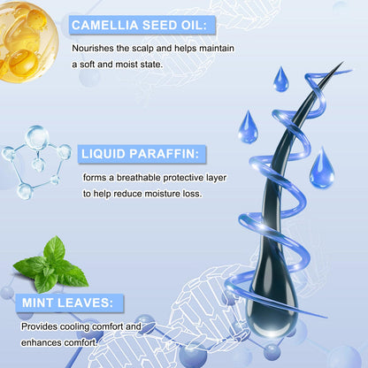 Vitamin E and natural oils scalp nourishing serum packaging details
