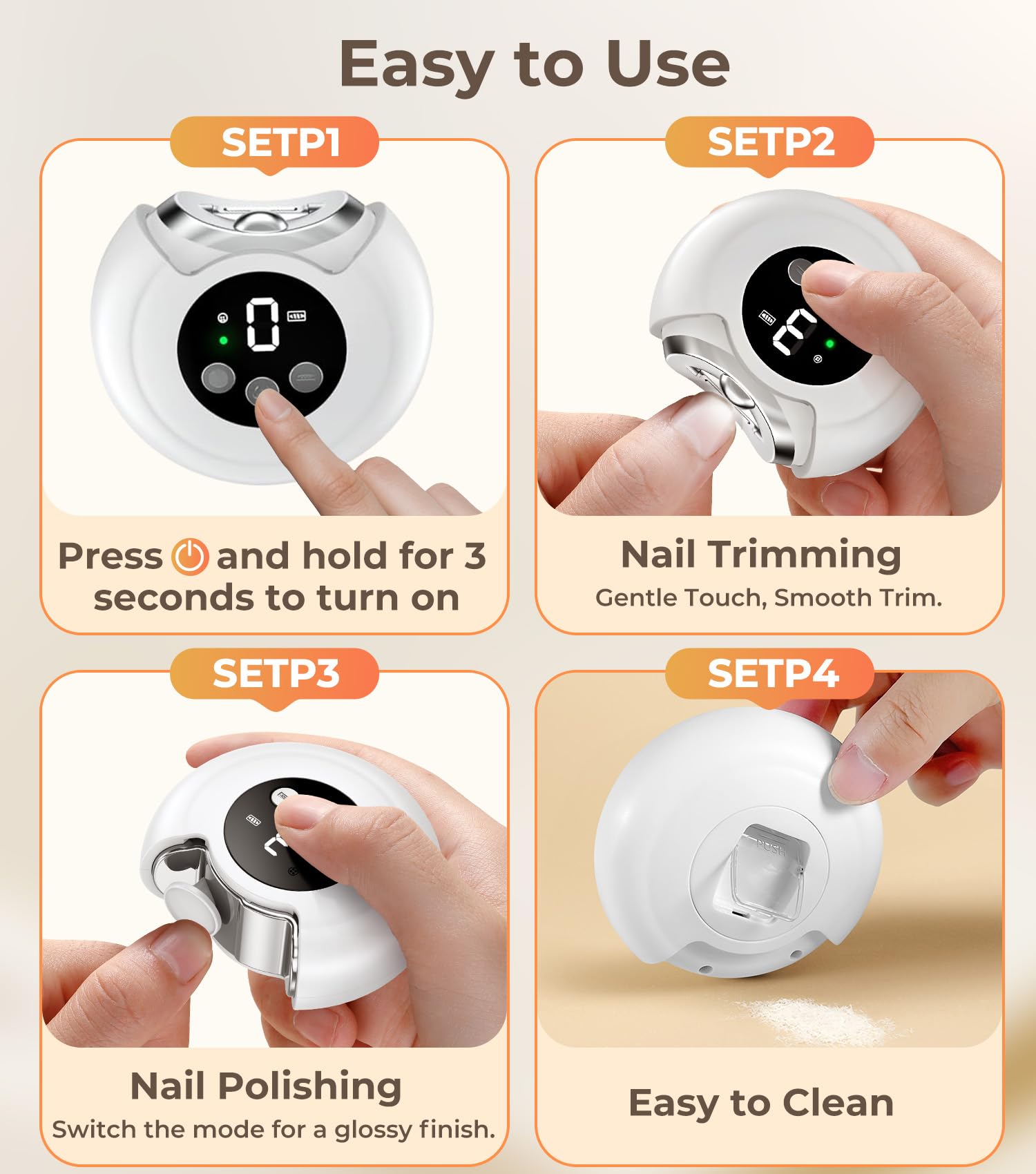 Miniso nail clipper showing speed settings display