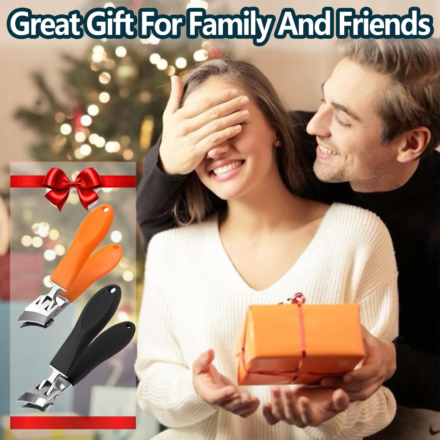 Orange and black nail clipper set in professional packaging