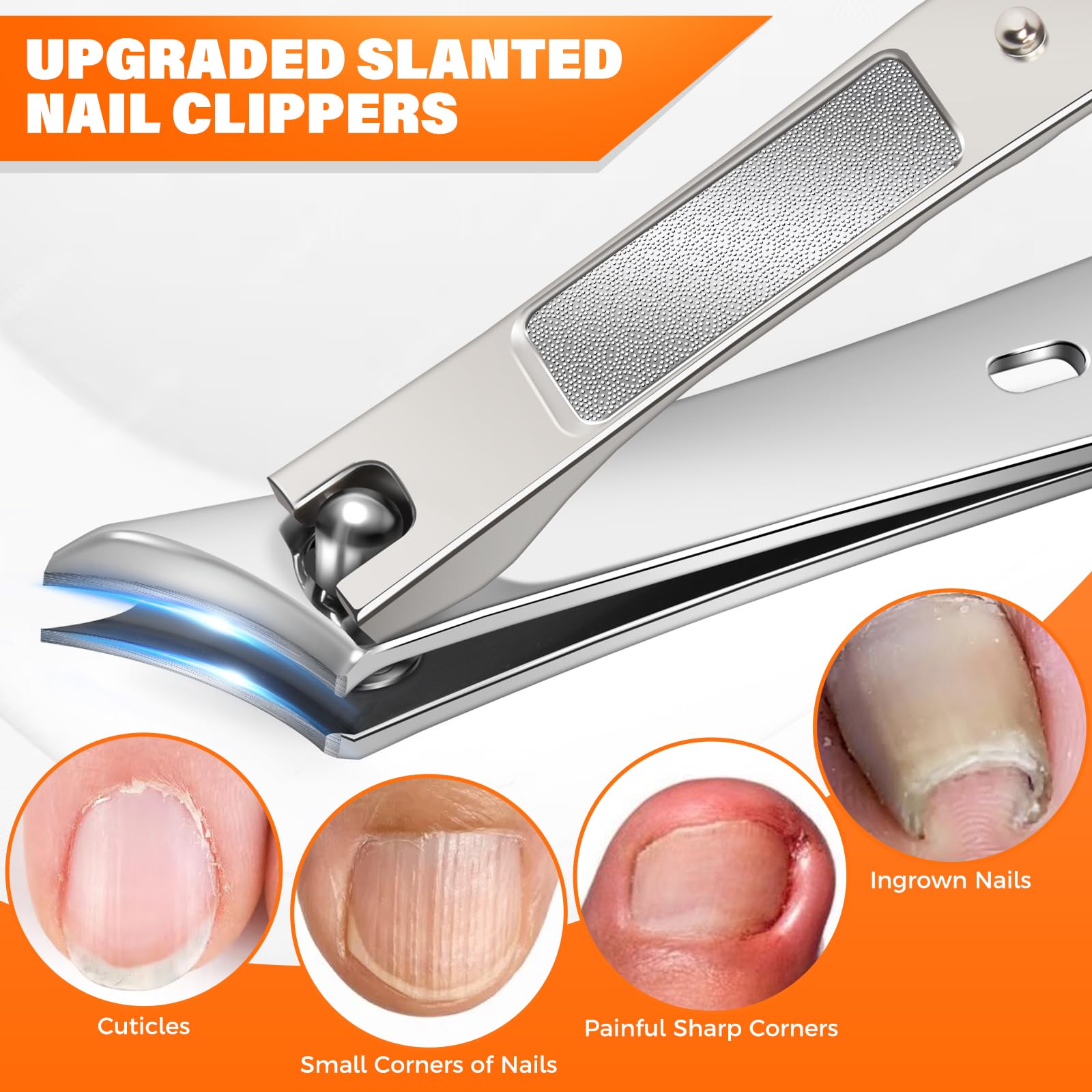 Ergonomic long handle design of DRMODE toenail clippers for easy grip