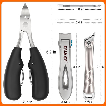 DRMODE thick toenail clippers held by hand for scale