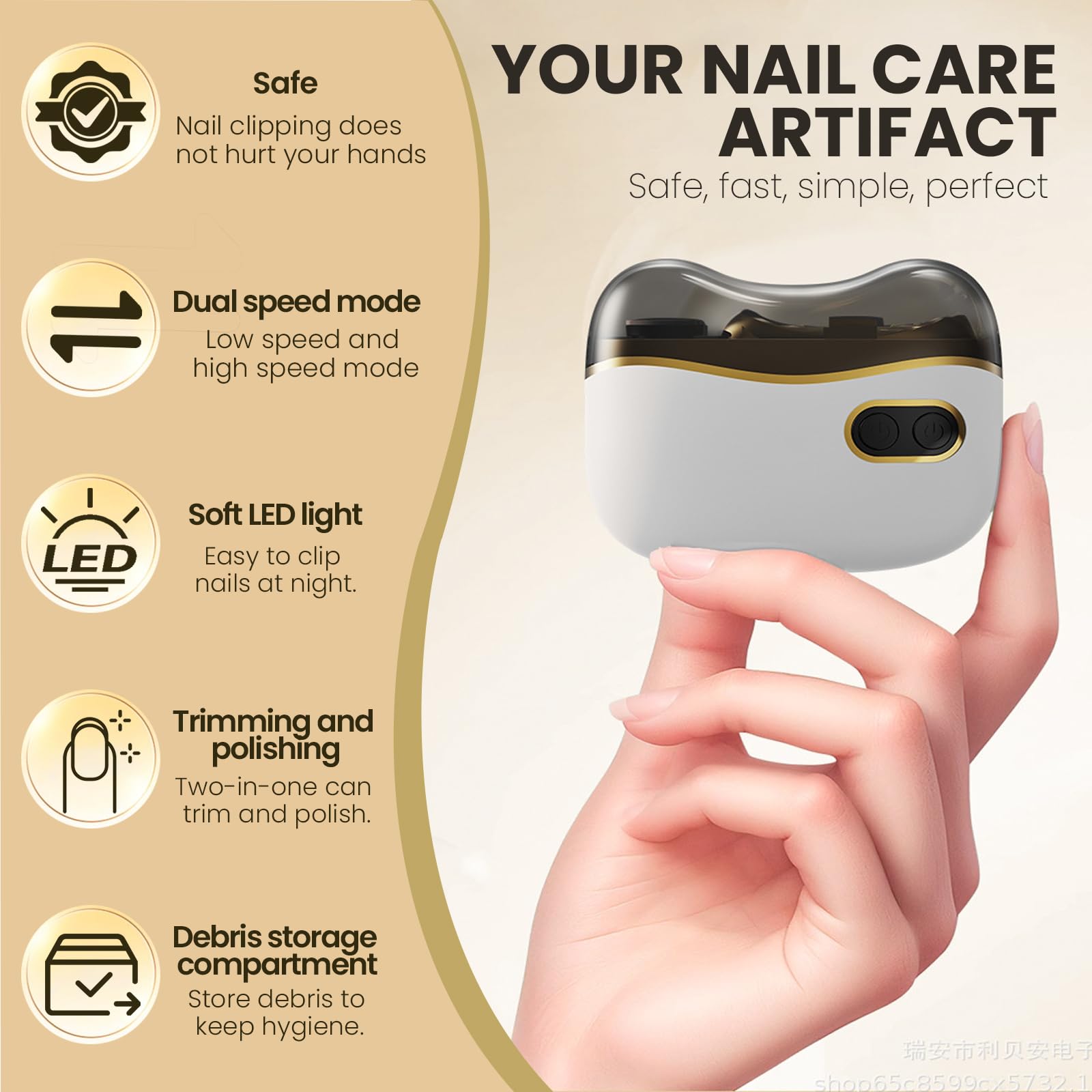 Safe electric nail clipper for children and adults