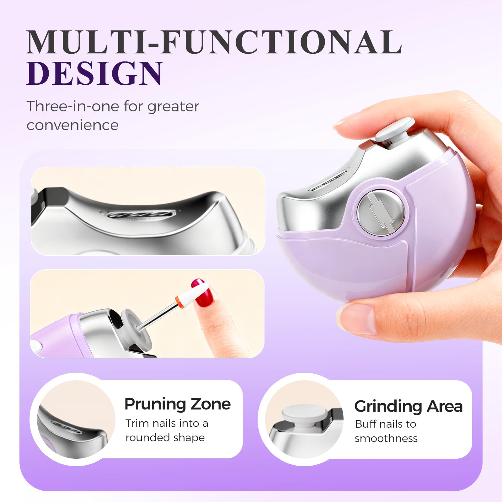 Electric nail clipper with 2 speed settings indicator
