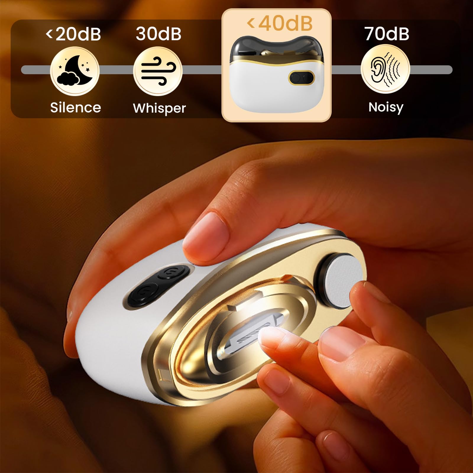 White and gold design electric automatic nail cutter