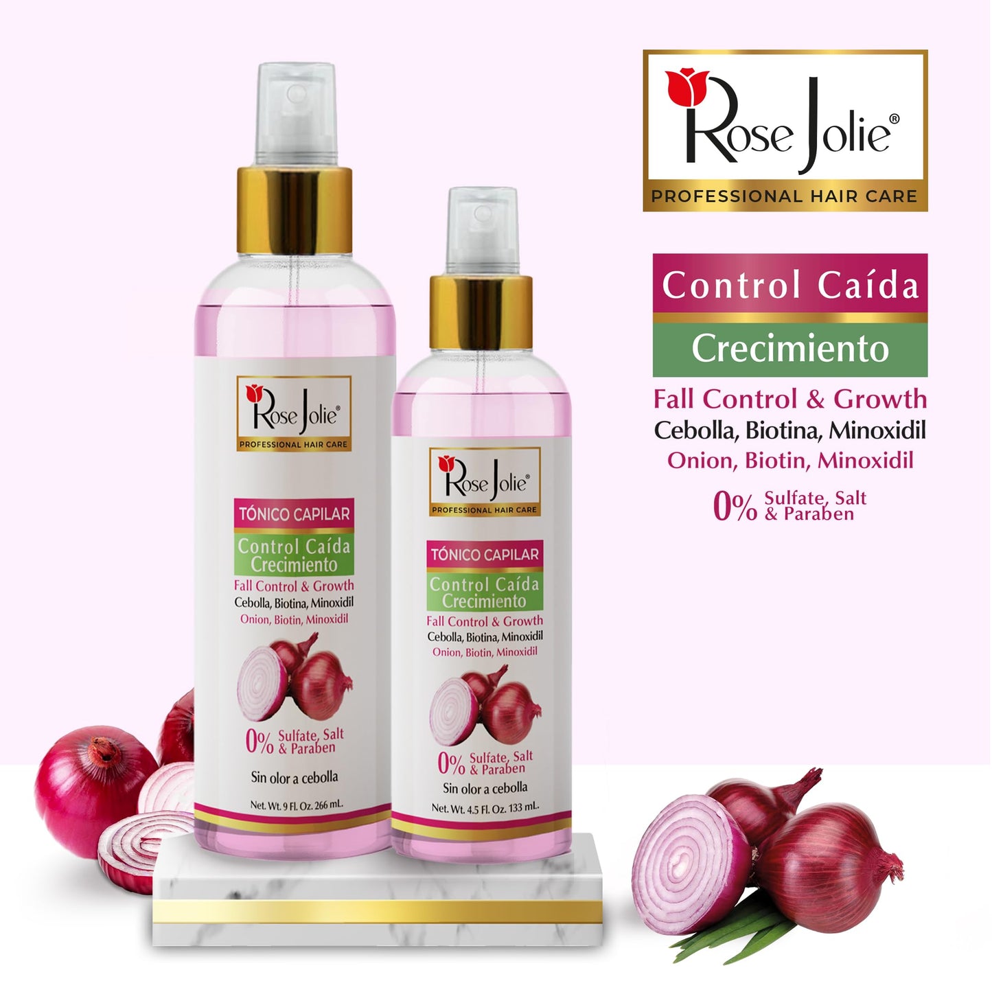 Rose Jolie professional hair care onion and biotin tÃ³nico capilar scalp mist