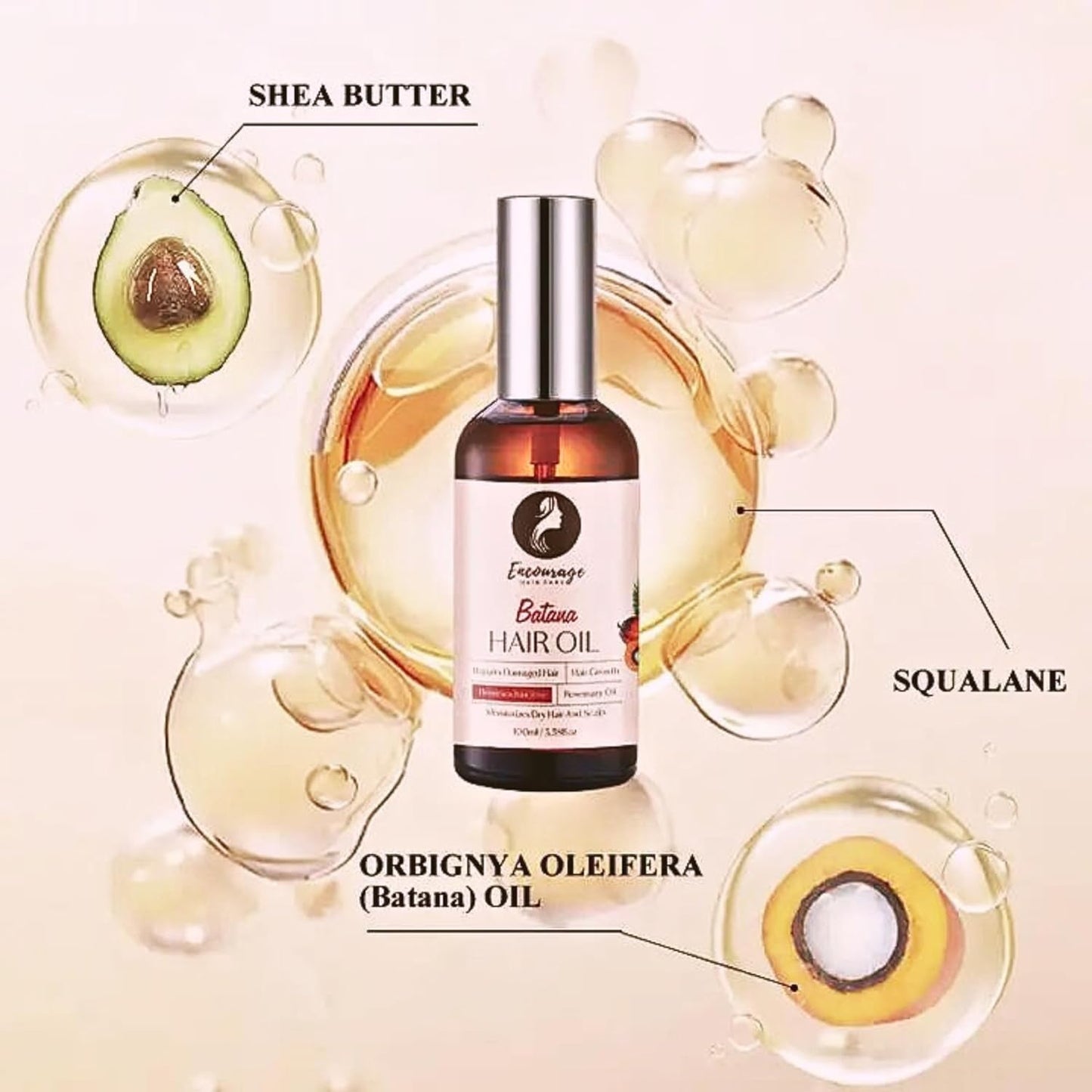 Hangover Hack natural hair oil bottle detailing the Dr Sebi approved intensive repair ingredients.