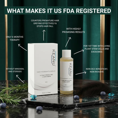 Non greasy exosome scalp treatment serum being applied to clean scalp lines