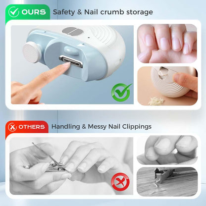 Poouty electric nail clipper side profile with storage compartment