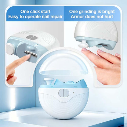 Poouty nail trimmer showing the integrated polishing head