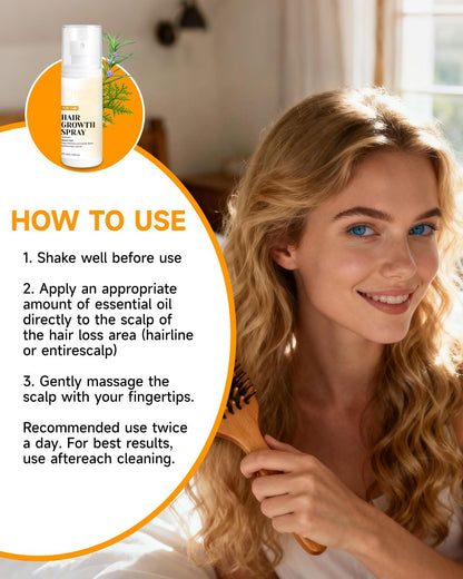 Side view of the imported hair root strengthening spray showing the clear product fill line