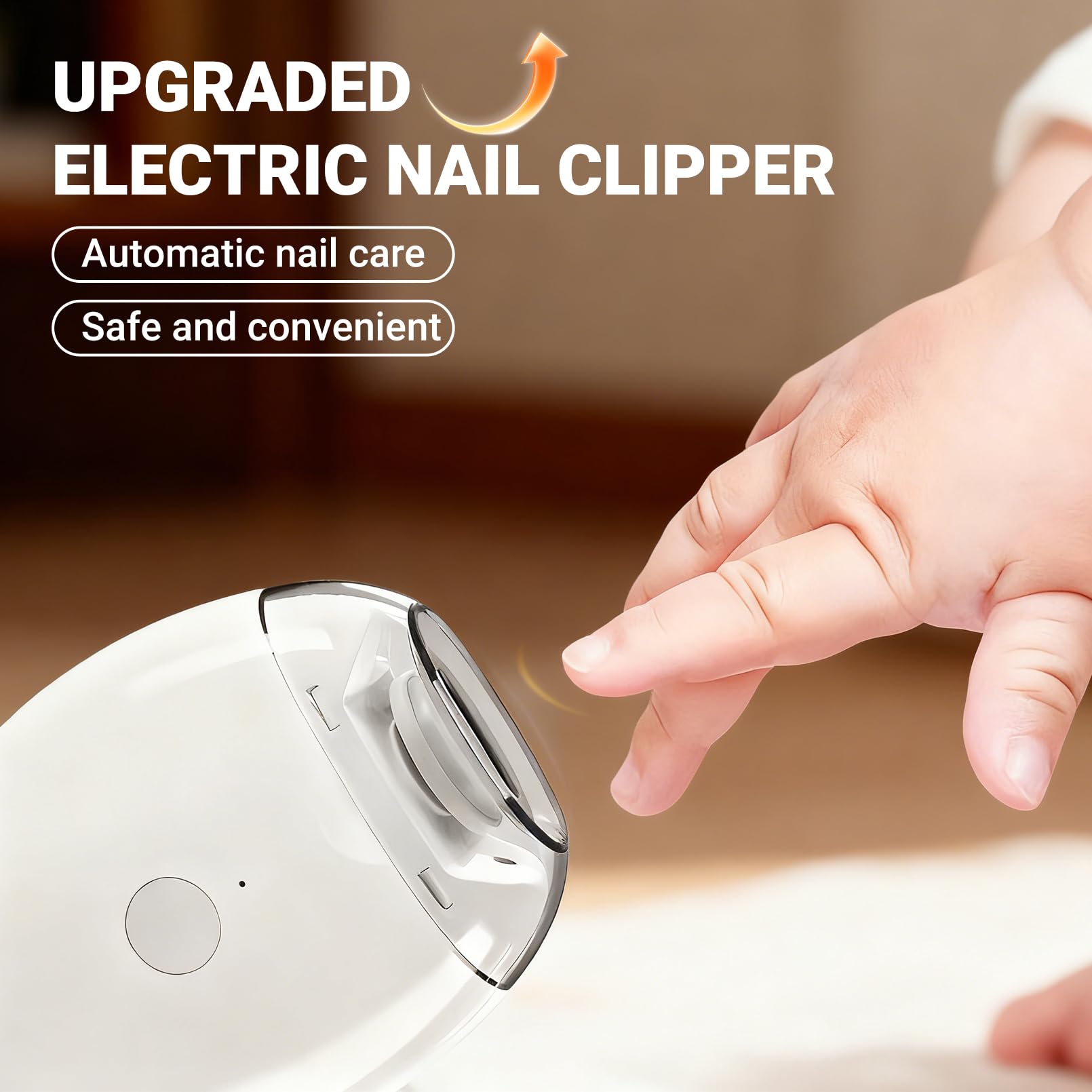 Hand holding electric nail trimmer for precision care