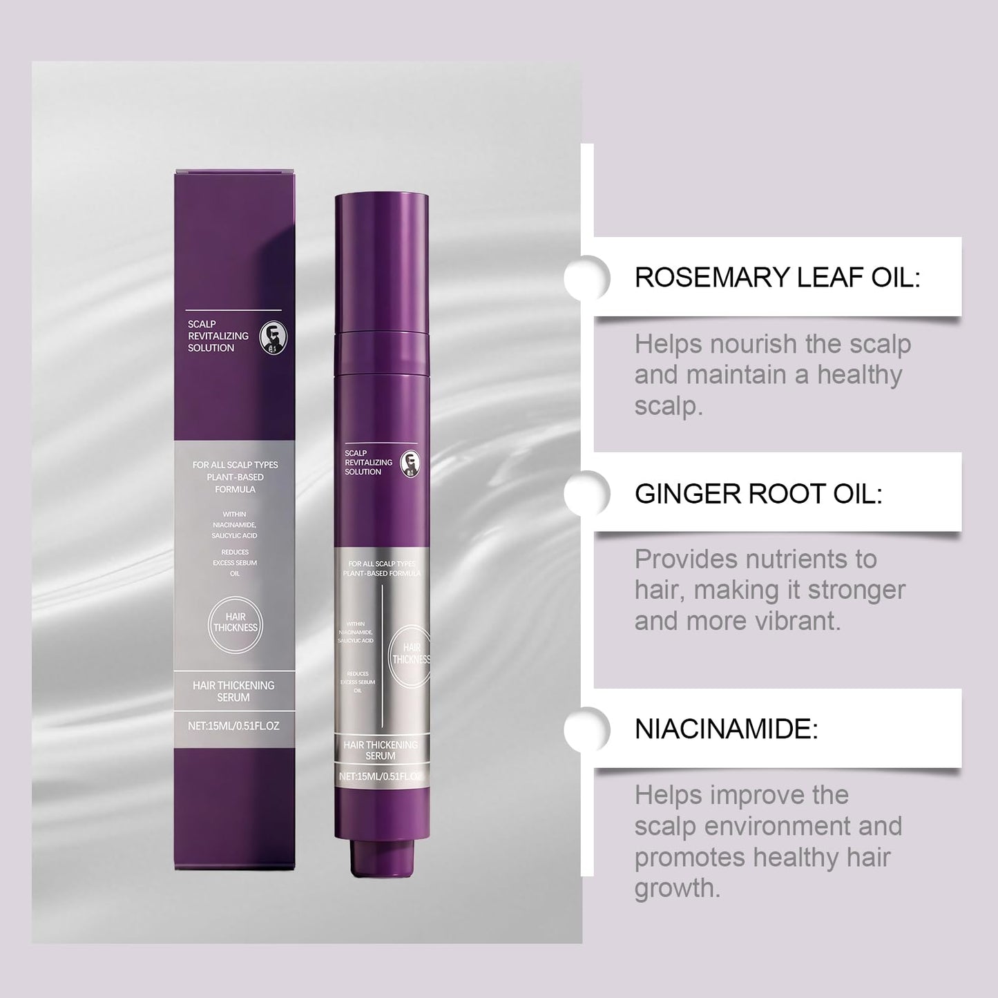 Dr. Groot hair thickening scalp solution being applied directly to a receding hairline.