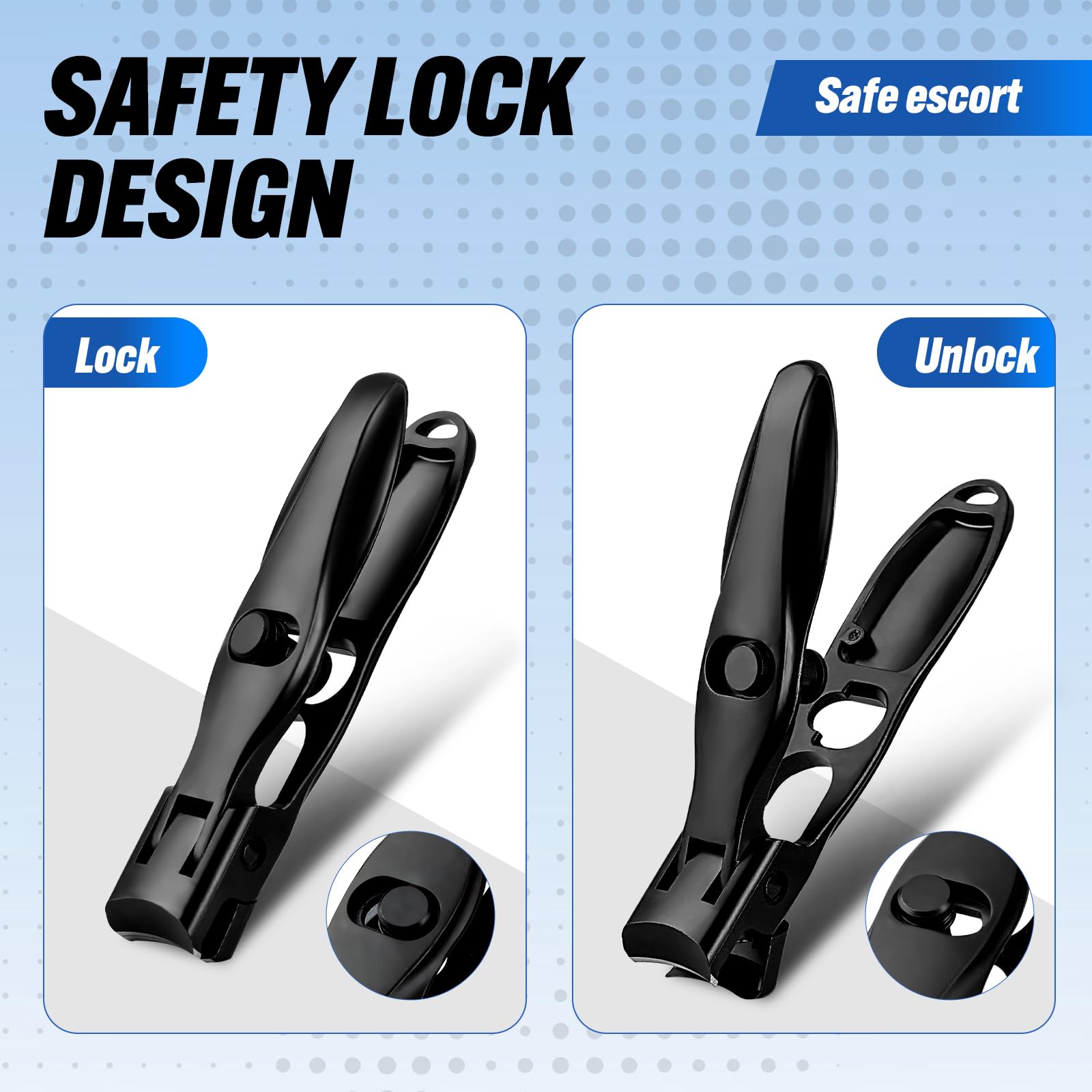 Close up of Swocky wide jaw nail clipper mechanism