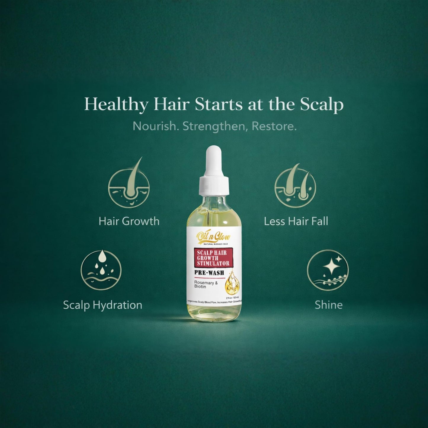 Applying a few drops of OilnGlow pre-shampoo serum directly to the scalp parting