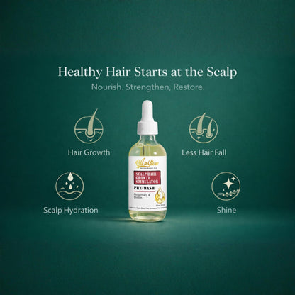 Applying a few drops of OilnGlow pre-shampoo serum directly to the scalp parting