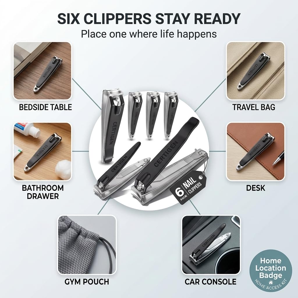 Certigen nail clipper set with ergonomic handles