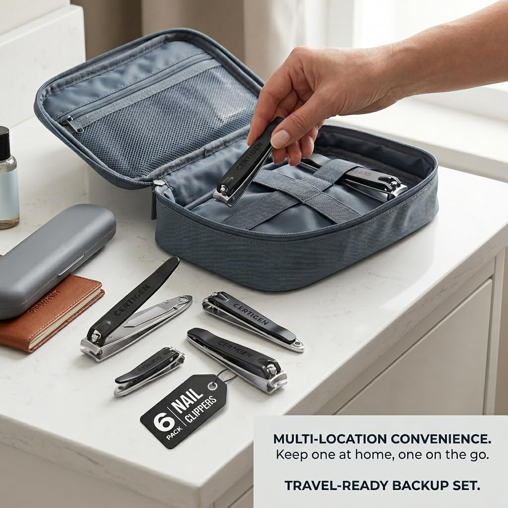Travel friendly Certigen 6 piece nail grooming kit