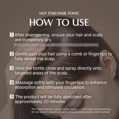 Authentic imported Korean bio science stem cell hair growth tonic close up view