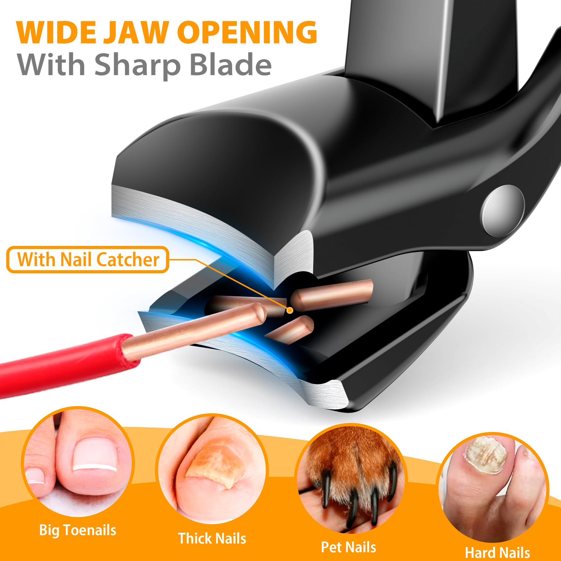 Velkomin long handle clippers for thick toenails side view