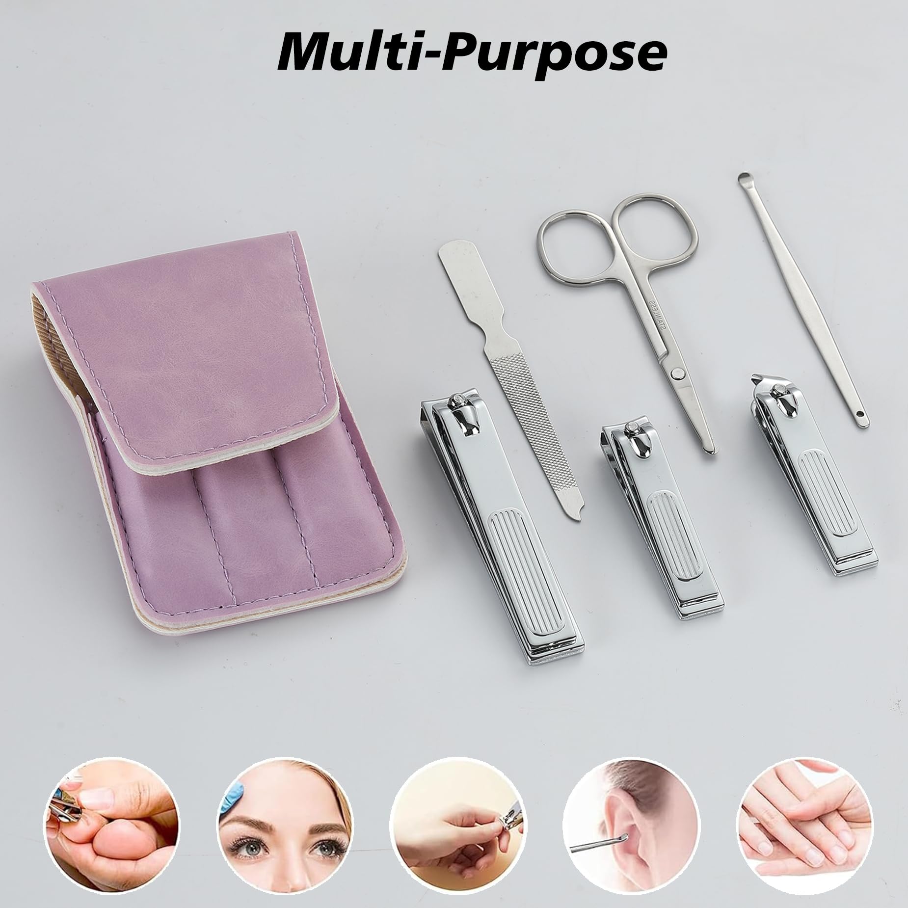 Eonakry manicure set open showing stainless steel tools