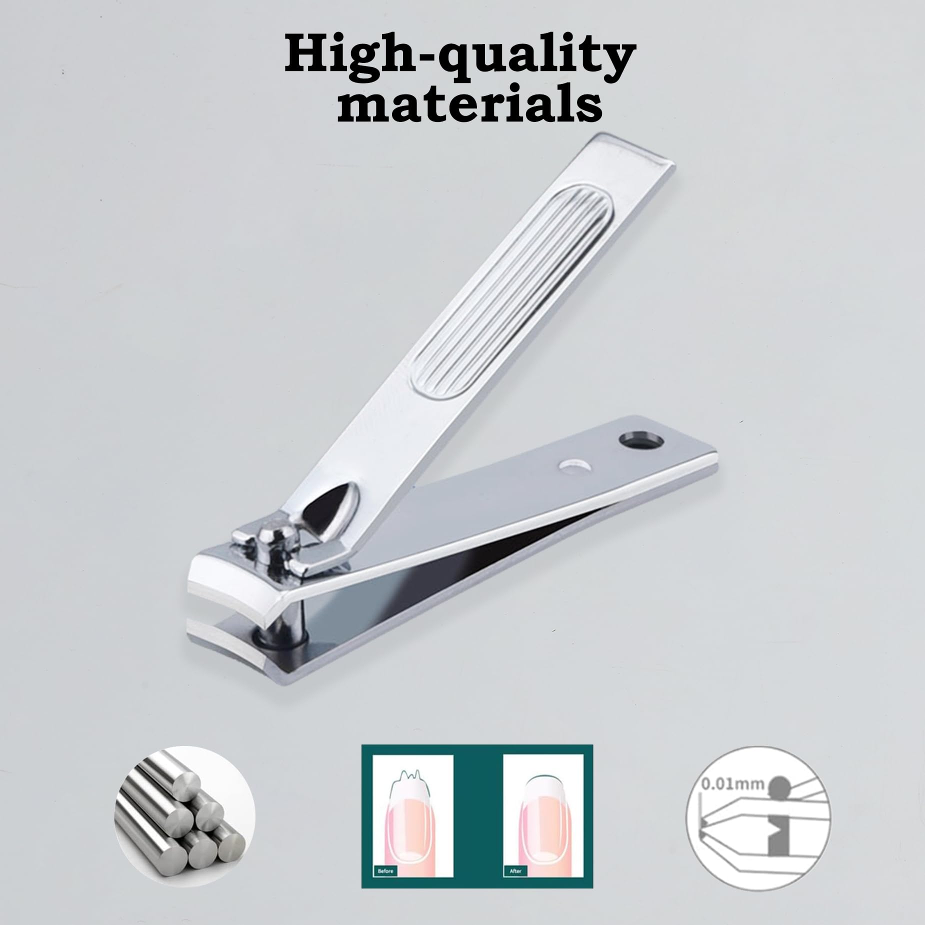 Close up of stainless steel nail clippers from Eonakry set