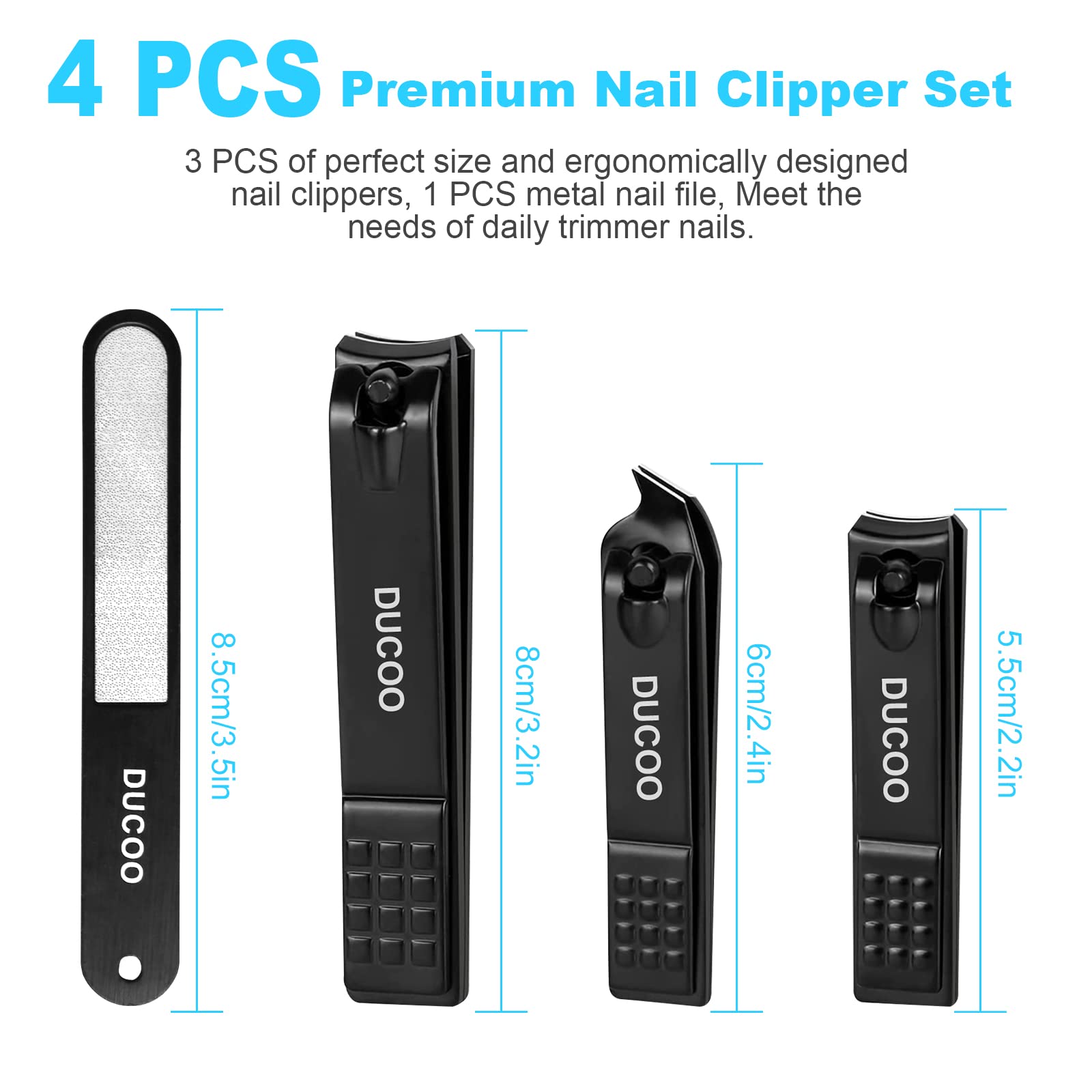 Ducoo professional stainless steel fingernail clipper close up