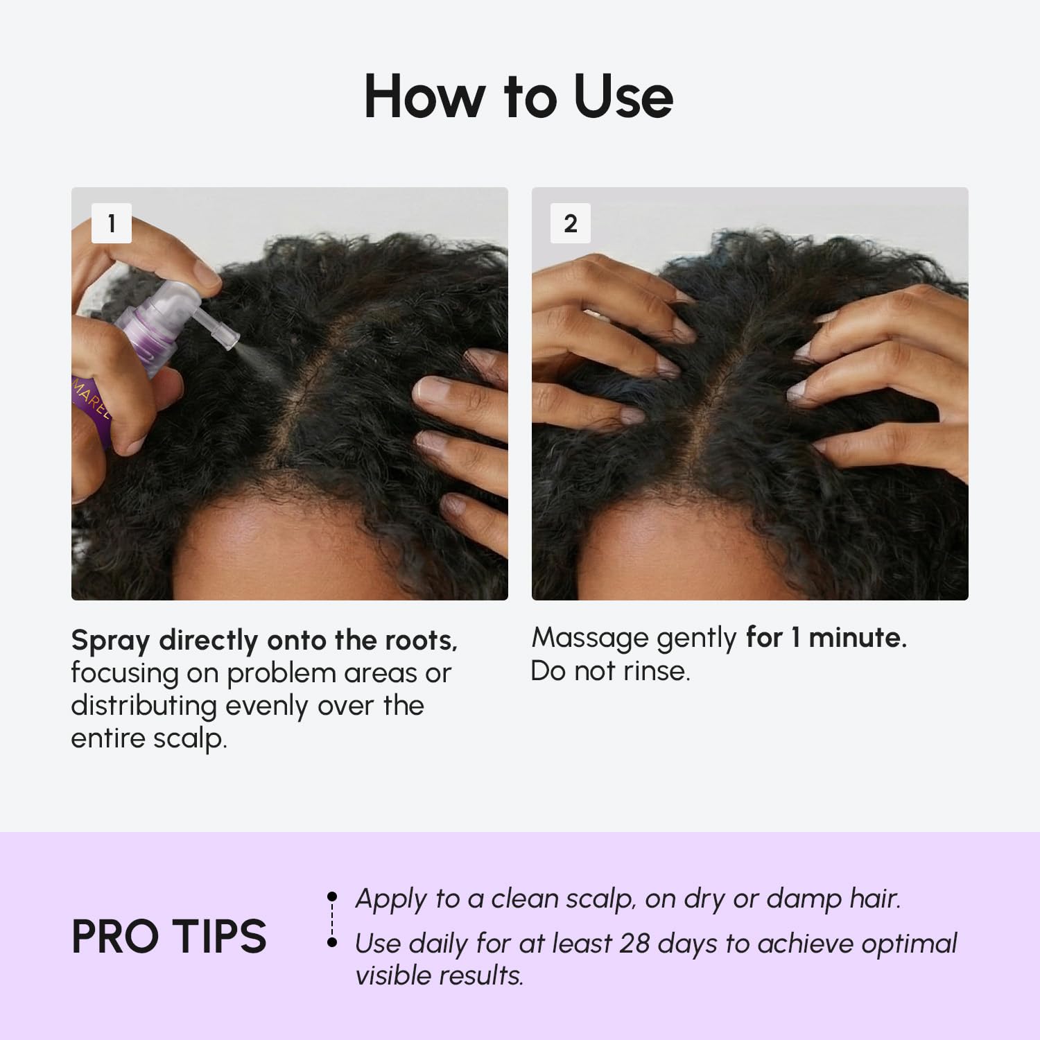 MAREE 4-in-1 hair growth treatment container illustrating the lightweight daily solution for men and women.