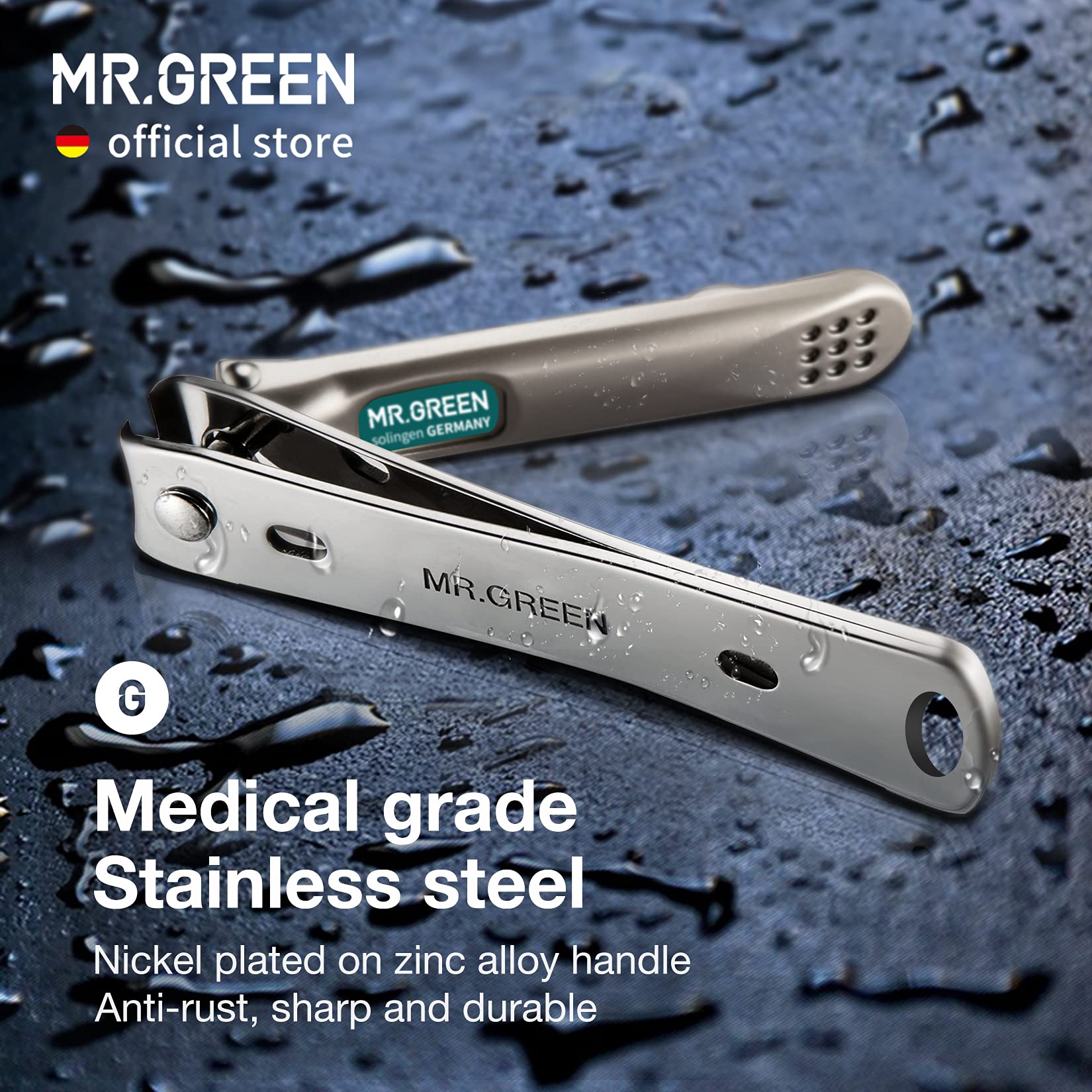 Mr. Green nail clipper showing embedded nail file feature