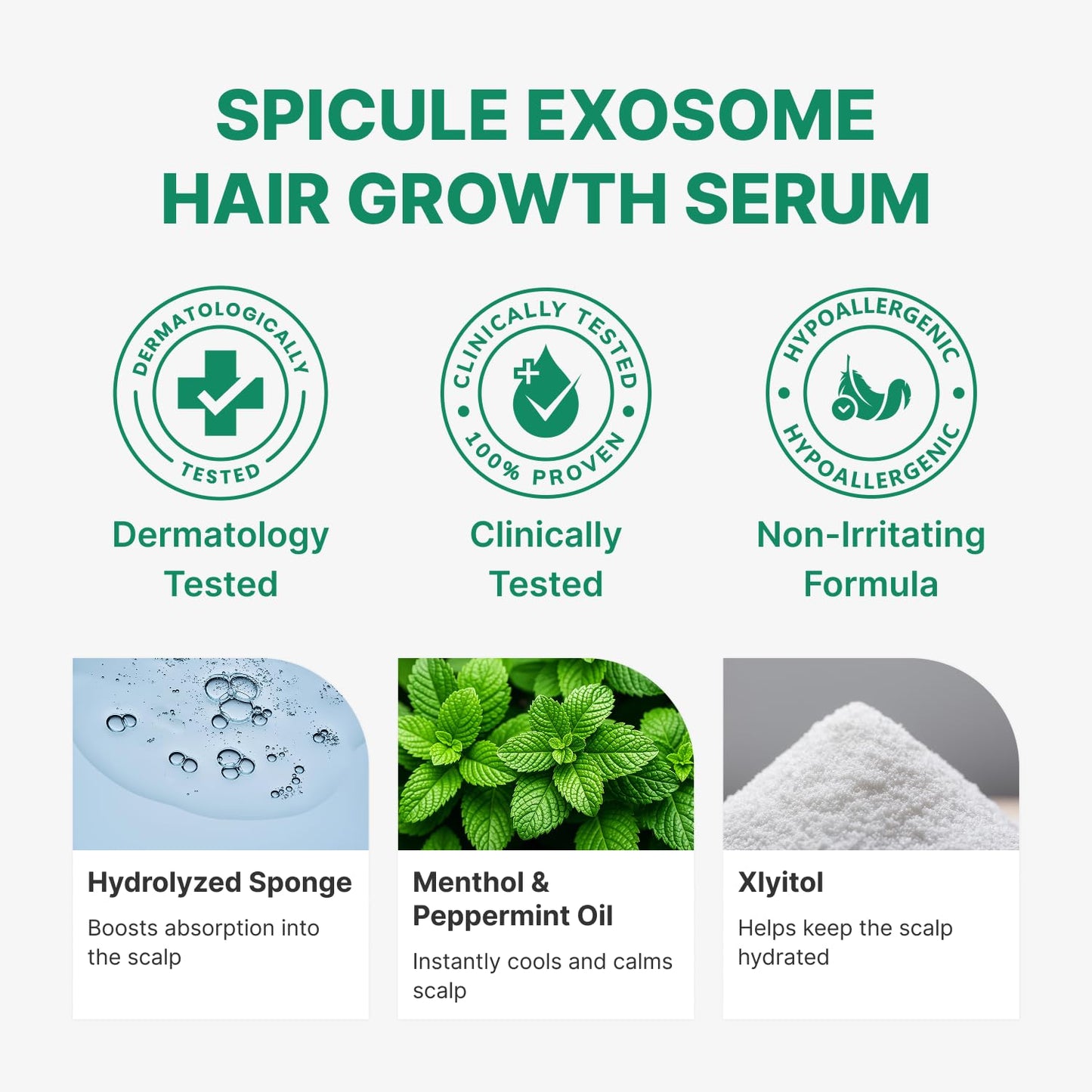 Peppermint oil cooling scalp serum formula applied to thinning hair spots for root rejuvenation.
