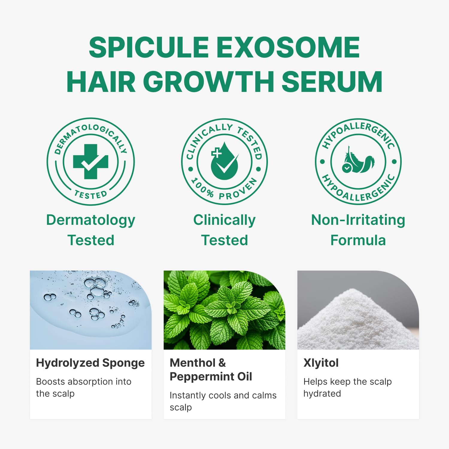 Peppermint oil cooling scalp serum formula applied to thinning hair spots for root rejuvenation.