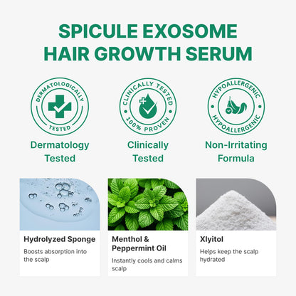 Peppermint oil cooling scalp serum formula applied to thinning hair spots for root rejuvenation.