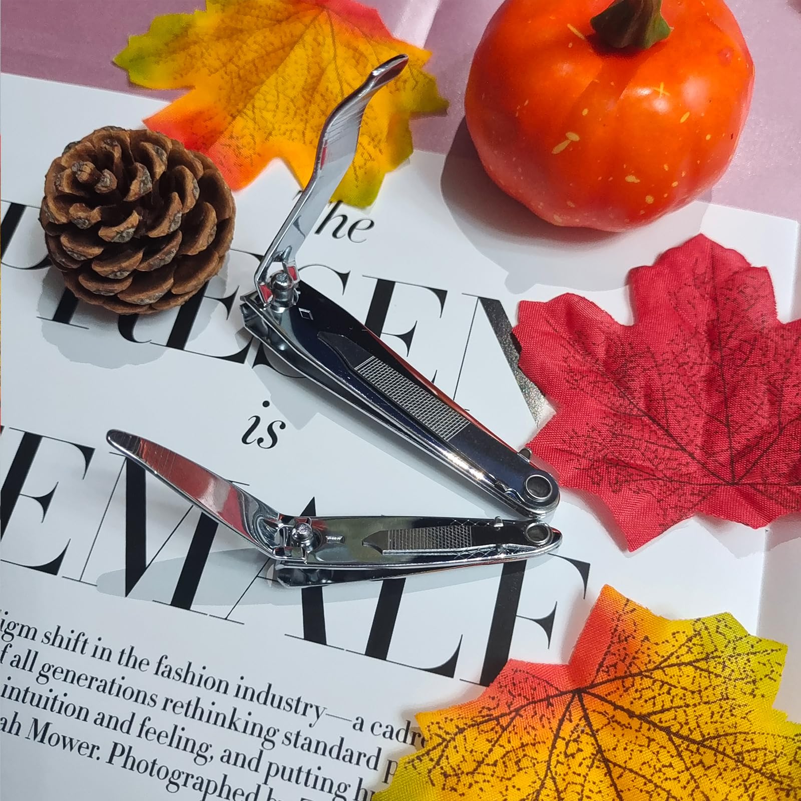 Close up view of sharp stainless steel nail clipper blades