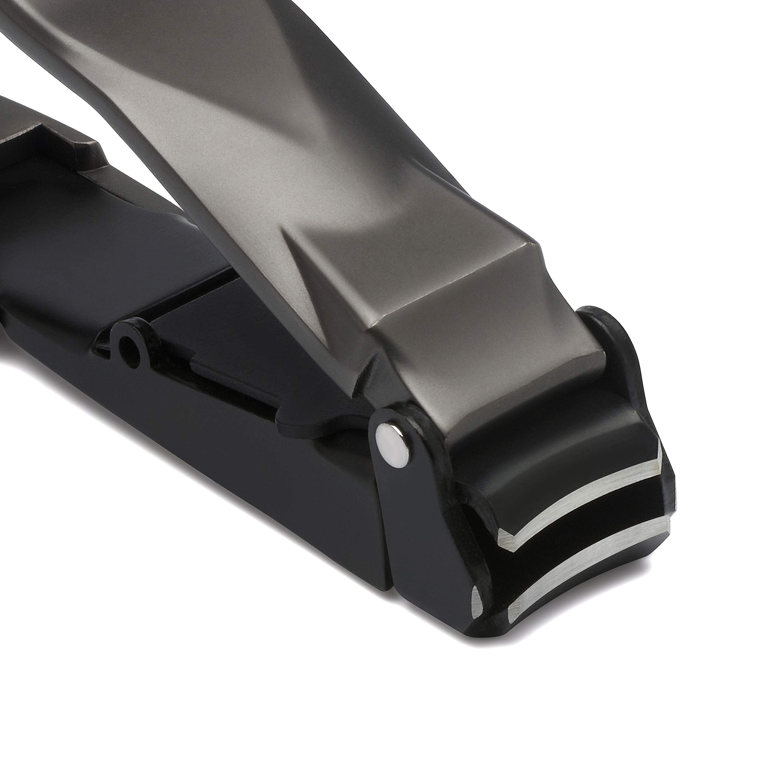 Side profile of KLIPP ergonomic nail clipper with catch tray