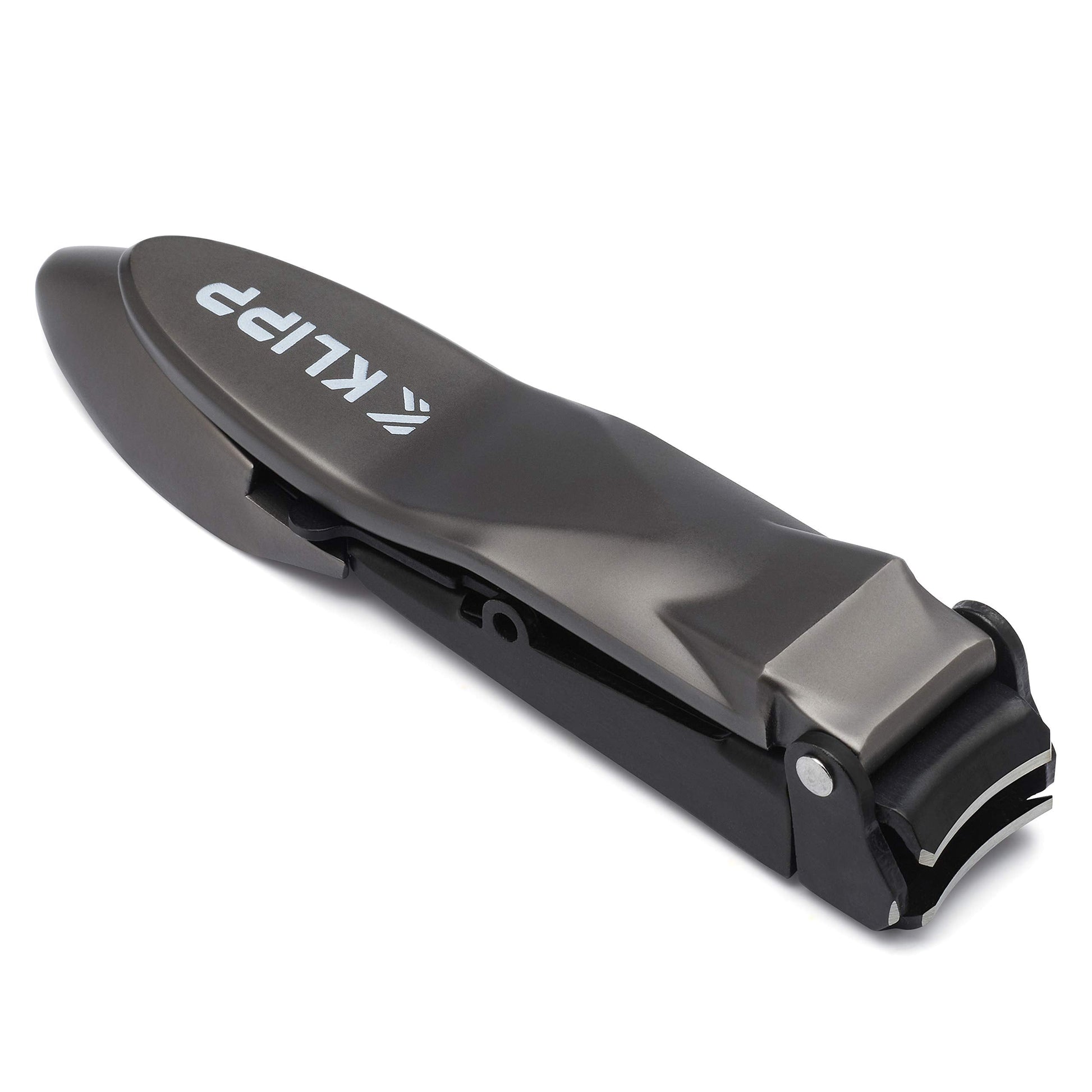 Close up of KLIPP nail clipper lever and matte black finish